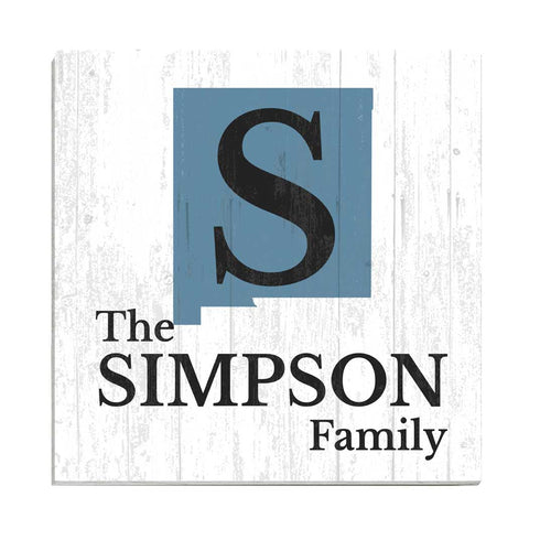 Family Name Sign Home State Custom - Select Your State - 10.5in x 10.5in