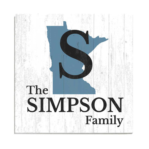 Family Name Sign Home State Custom - Select Your State - 10.5in x 10.5in