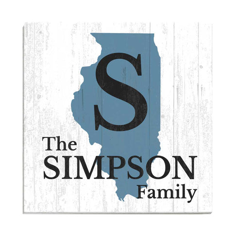 Family Name Sign Home State Custom - Select Your State - 10.5in x 10.5in