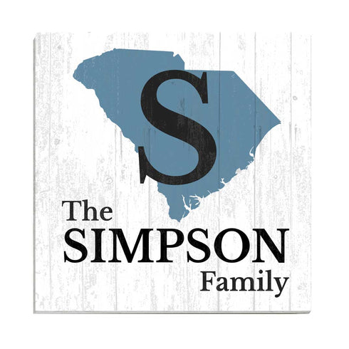 Family Name Sign Home State Custom - Select Your State - 10.5in x 10.5in