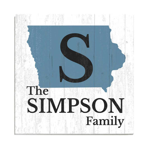 Family Name Sign Home State Custom - Select Your State - 10.5in x 10.5in
