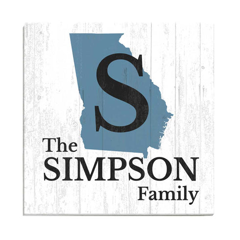 Family Name Sign Home State Custom - Select Your State - 10.5in x 10.5in