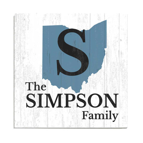 Family Name Sign Home State Custom - Select Your State - 10.5in x 10.5in