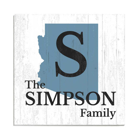 Family Name Sign Home State Custom - Select Your State - 10.5in x 10.5in