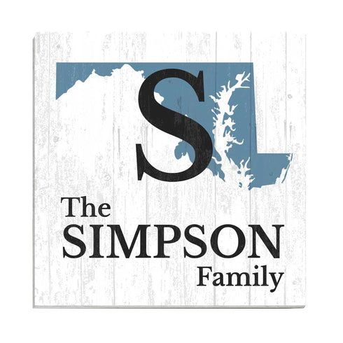 Family Name Sign Home State Custom - Select Your State - 10.5in x 10.5in
