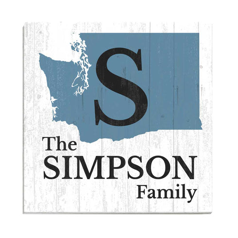 Family Name Sign Home State Custom - Select Your State - 10.5in x 10.5in