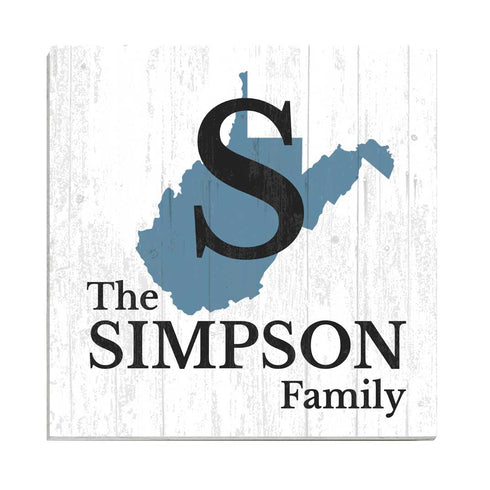 Family Name Sign Home State Custom - Select Your State - 10.5in x 10.5in