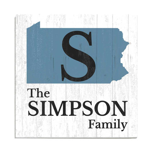 Family Name Sign Home State Custom - Select Your State - 10.5in x 10.5in
