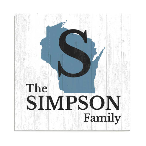 Family Name Sign Home State Custom - Select Your State - 10.5in x 10.5in