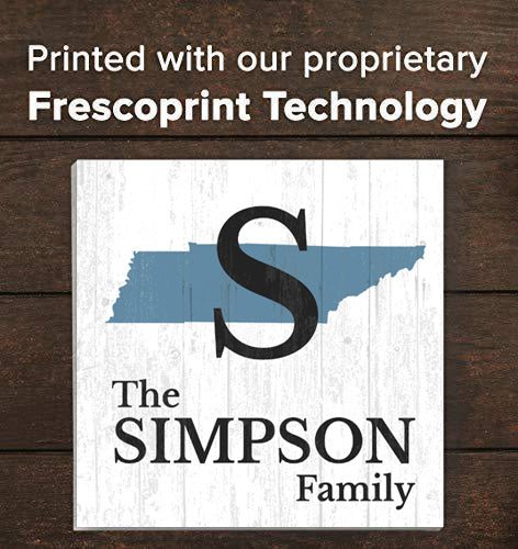 Family Name Sign Home State Custom - Select Your State - 10.5in x 10.5in