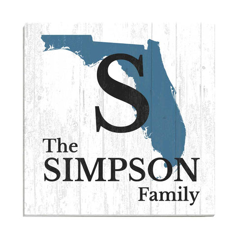 Family Name Sign Home State Custom - Select Your State - 10.5in x 10.5in