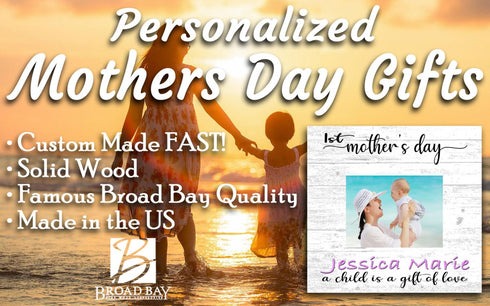 First Mother's Day Photo Frame with Printed Picture On Solid Wood