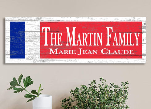 French Flag Family Name Sign – Personalized French Heritage Plaque with Custom Names