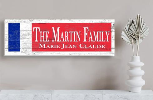 French Flag Family Name Sign – Personalized French Heritage Plaque with Custom Names