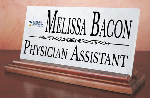 Georgia Southern Desk Nameplate – Custom Marble Name Sign with Personalized Title