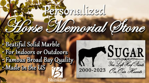 Personalized Horse Memorial Stone – Marble Silhouette Plaque with Years