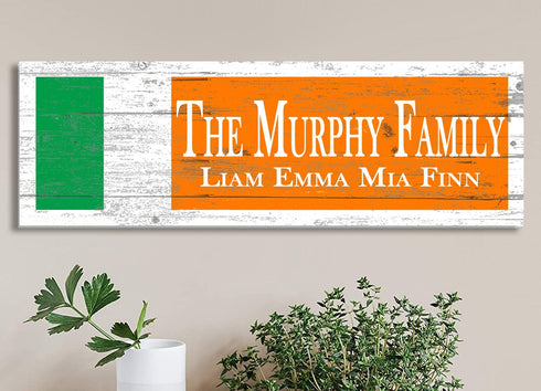 Irish Flag Family Name Sign – Personalized Irish Heritage Plaque with Custom Names