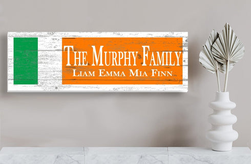Irish Flag Family Name Sign – Personalized Irish Heritage Plaque with Custom Names
