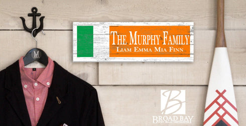 Irish Flag Family Name Sign – Personalized Irish Heritage Plaque with Custom Names