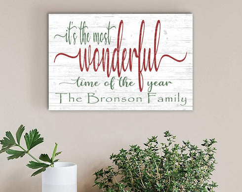 It's The Most Wonderful Time Of The Year Christmas Sign Personalized