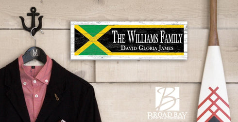 Jamaican Flag Family Name Sign – Personalized Jamaica Heritage Plaque with Custom Names