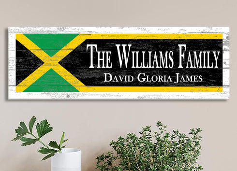 Jamaican Flag Family Name Sign – Personalized Jamaica Heritage Plaque with Custom Names