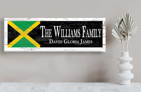 Jamaican Flag Family Name Sign – Personalized Jamaica Heritage Plaque with Custom Names