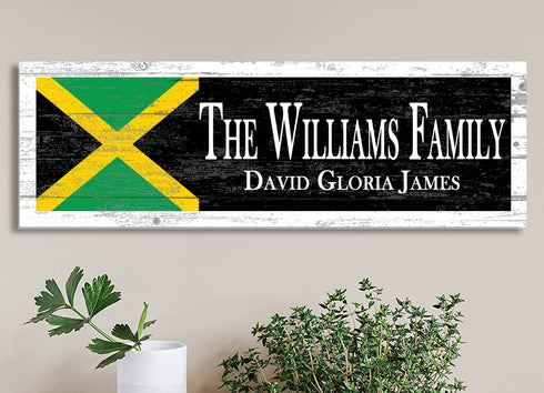 Jamaican Flag Family Name Sign – Personalized Jamaica Heritage Plaque with Custom Names