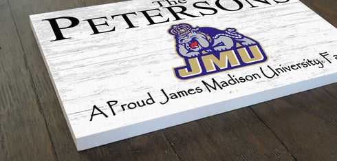 James Madison Family Name Sign – Personalized JMU Wood Plaque for Alumni or Graduation