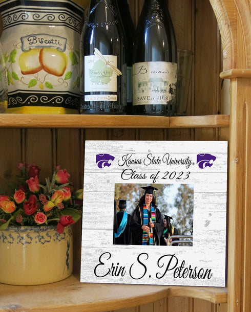Kansas State Graduation or Class Year Picture Frame Plaque – Custom - Upload Your Photo, Name & Class Year – 10.5"x10.5"
