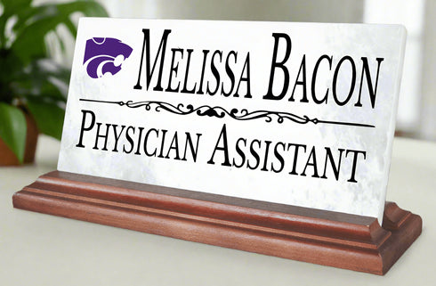 Kansas State University Desk Nameplate – Custom Marble Office Sign