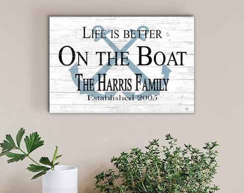 Personalized Boat Sign – “Life Is Better on the Boat” | Custom Family Name & Established Year Plaque