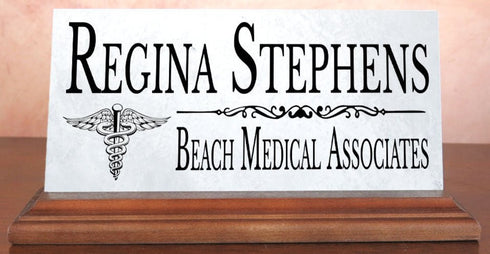 Personalized Medical Desk Nameplate – Custom Marble Plaque