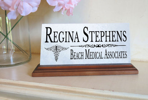Personalized Medical Desk Nameplate – Custom Marble Plaque