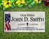 Military Memorial Stone - Patriotic Flag Tribute - Personalized Marble Plaque
