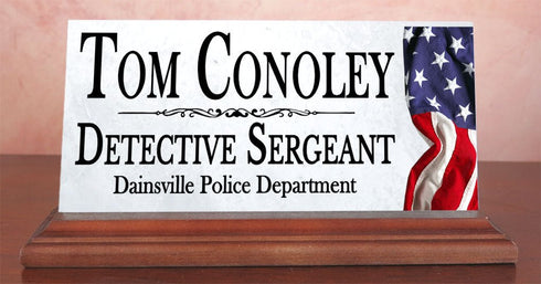 Nameplate for Police, Law Enforcement, Military, Government Workers - Solid Marble - Desktop