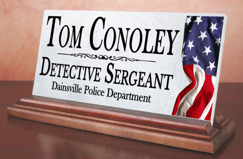 Nameplate for Police, Law Enforcement, Military, Government Workers - Solid Marble - Desktop