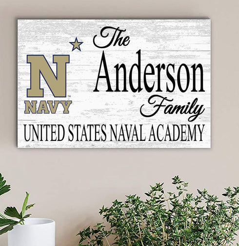United States Naval Academy Family Name Sign – Personalized Navy Gift Wooden Sign