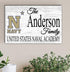 United States Naval Academy Family Name Sign – Personalized Navy Gift Wooden Sign