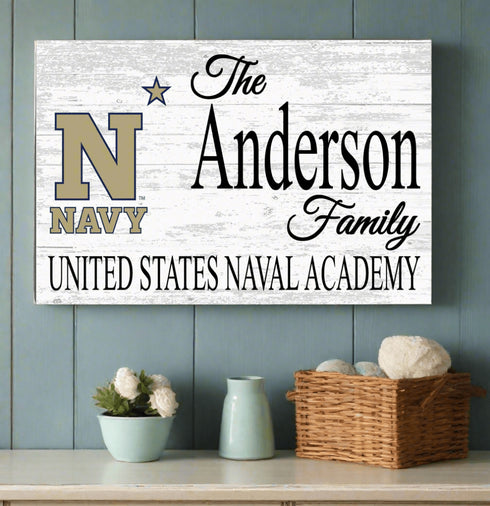 United States Naval Academy Family Name Sign – Personalized Navy Gift Wooden Sign