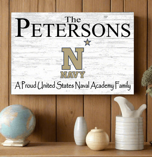 United States Naval Academy Family Name Sign – Personalized Navy Gift Wooden Sign
