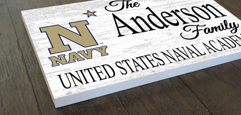 United States Naval Academy Family Name Sign – Personalized Navy Gift Wooden Sign