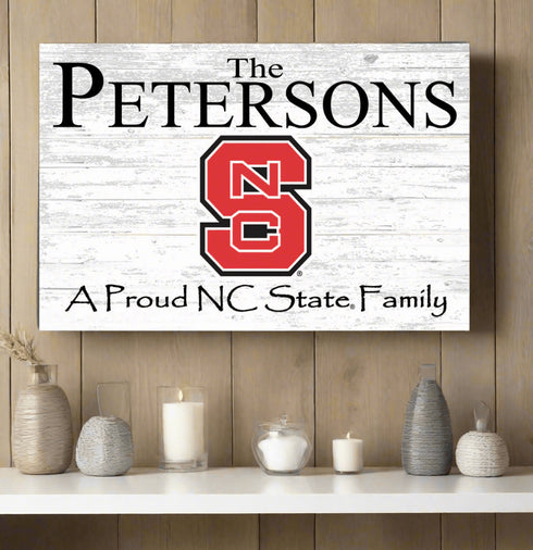 NC State Family Name Sign – Personalized NC State University Wall Art
