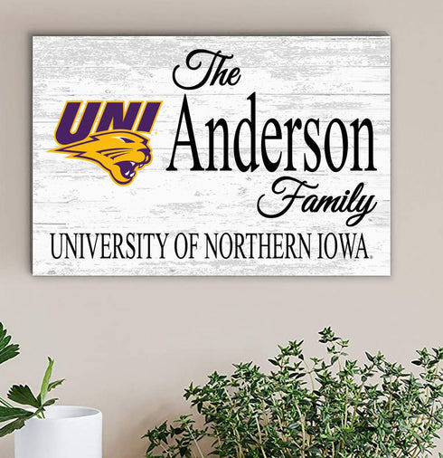 Northern Iowa Family Name Sign – Personalized UNI Wood Wall Art