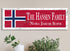 Norwegian Flag Family Name Sign – Personalized Norway Heritage Plaque with Custom Names