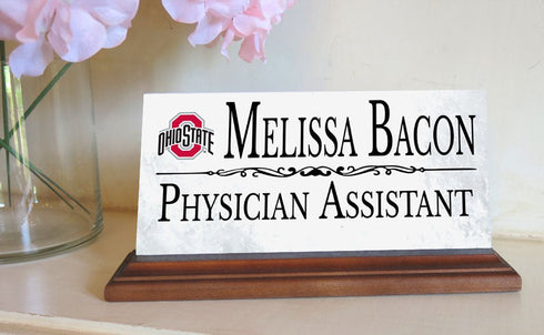 Ohio State Desk Nameplate – Custom Marble Name Sign with Personalized Title