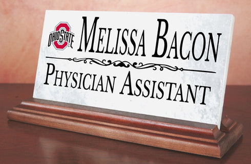 Ohio State Desk Nameplate – Custom Marble Name Sign with Personalized Title
