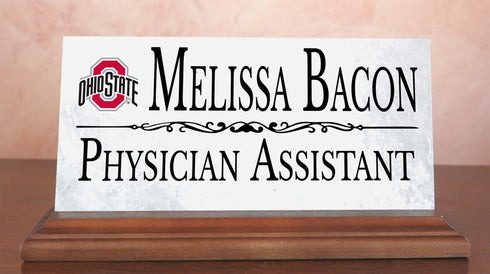 Ohio State Desk Nameplate – Custom Marble Name Sign with Personalized Title