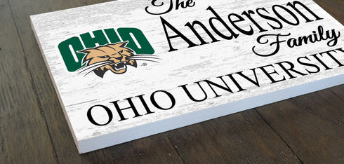 Ohio University Family Name Sign – Personalized Bobcats Wood Plaque