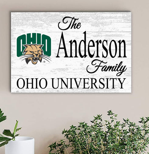 Ohio University Family Name Sign – Personalized Bobcats Wood Plaque